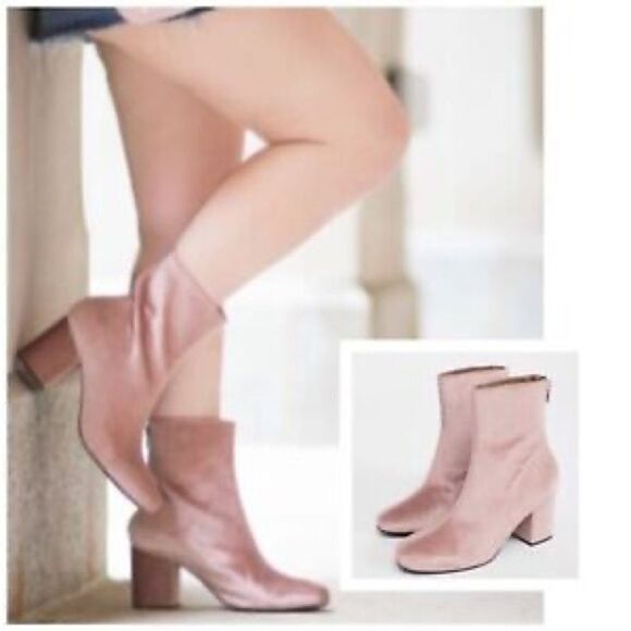 Free People Velvet Cecile Ankle Boots Pink Size 8 NWT - Picture 9 of 15